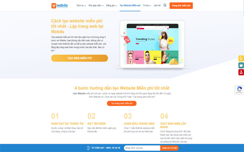 Cách tạo website dùng thử miễn phí 15 ngày